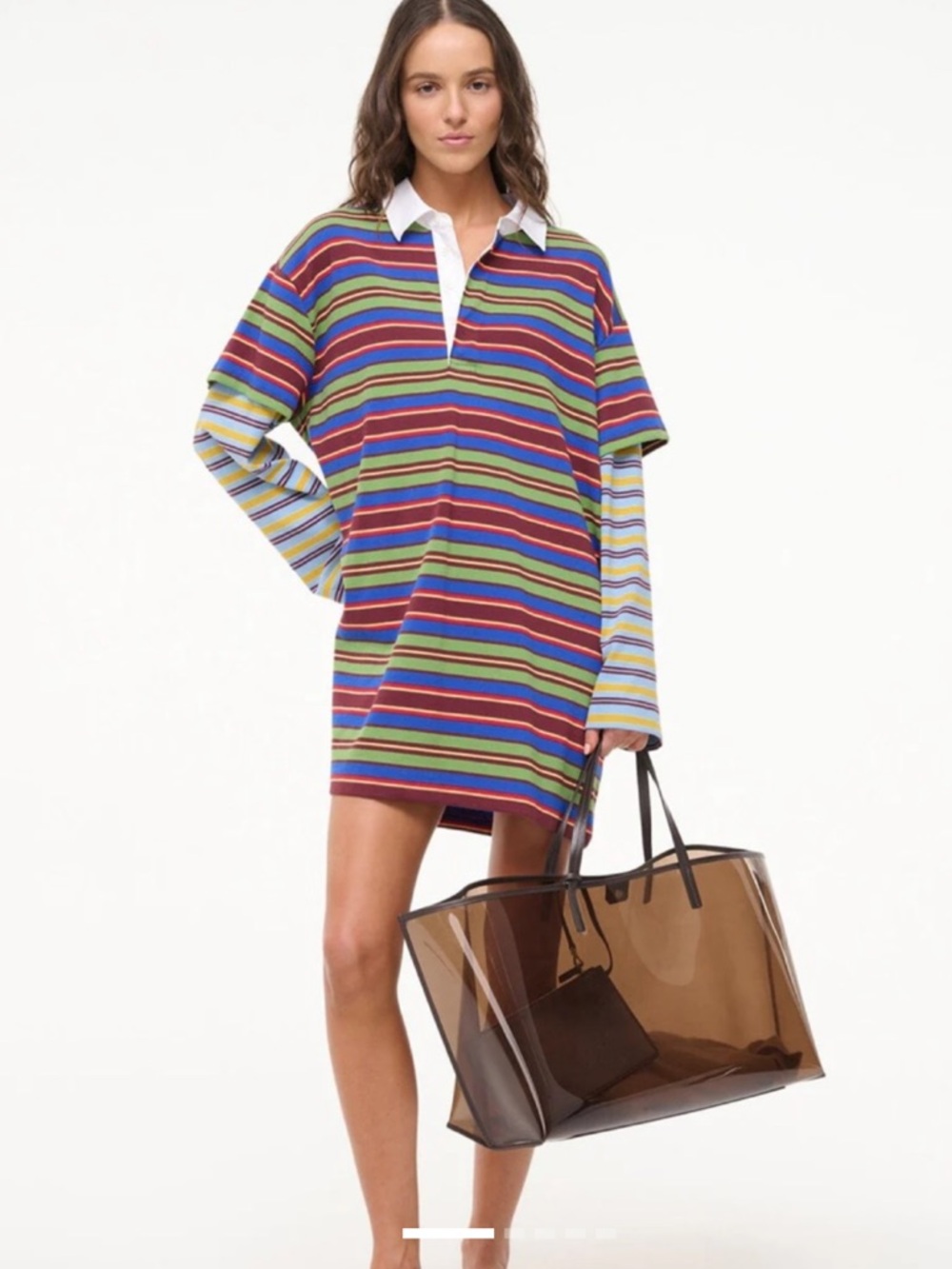 Staud ivar dress in spectrum stripe/linus stripe